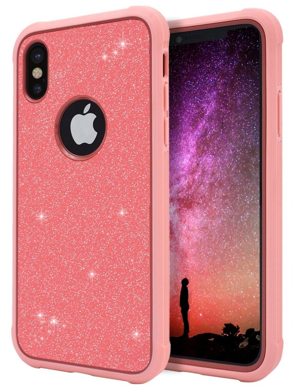 NEW iPhone Xs 1Os X 10 Case Cover Pink Glitter